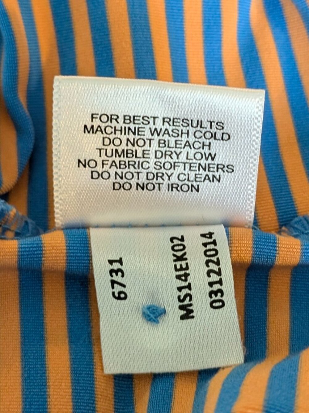 Peter Millar Summer Comfort XL Orange/Blue Striped Polo Shirt - Picture 7 of 8